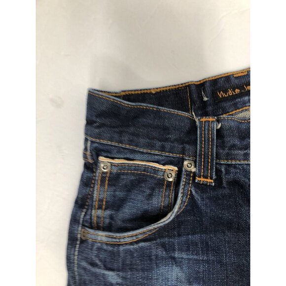 Nudie Jeans Steady Eddie Mens 26x30 Blue Denim Jeans Button Fly Slim Selvage - Picture 9 of 11